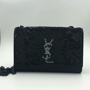 SAINT LAURENT - Sequined Satin Shoulder Bag